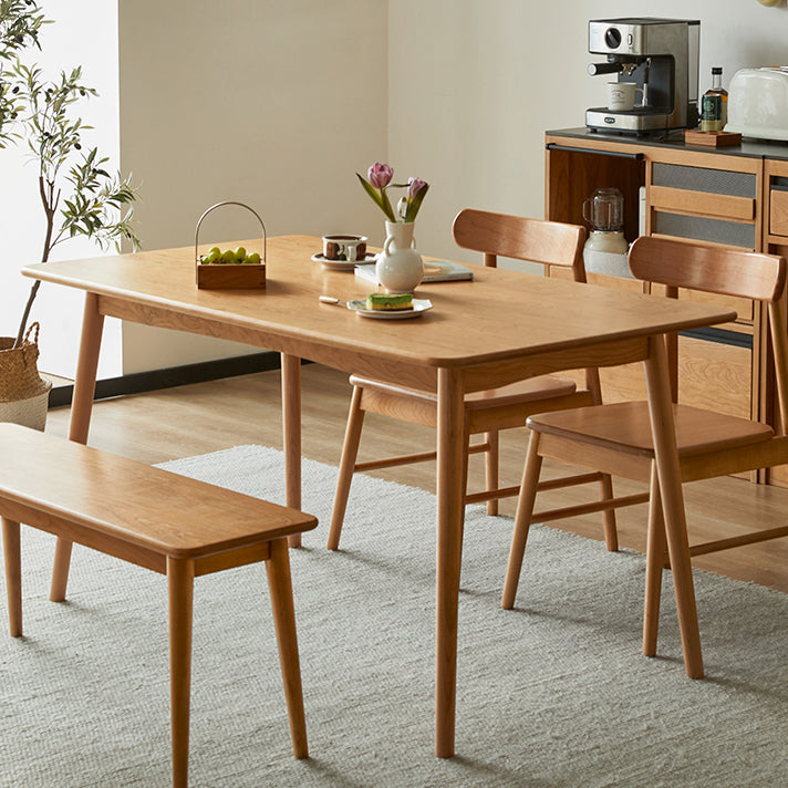 Modern Solid Wood Rectangular Space Saving Top Dining Table with 4 Legs