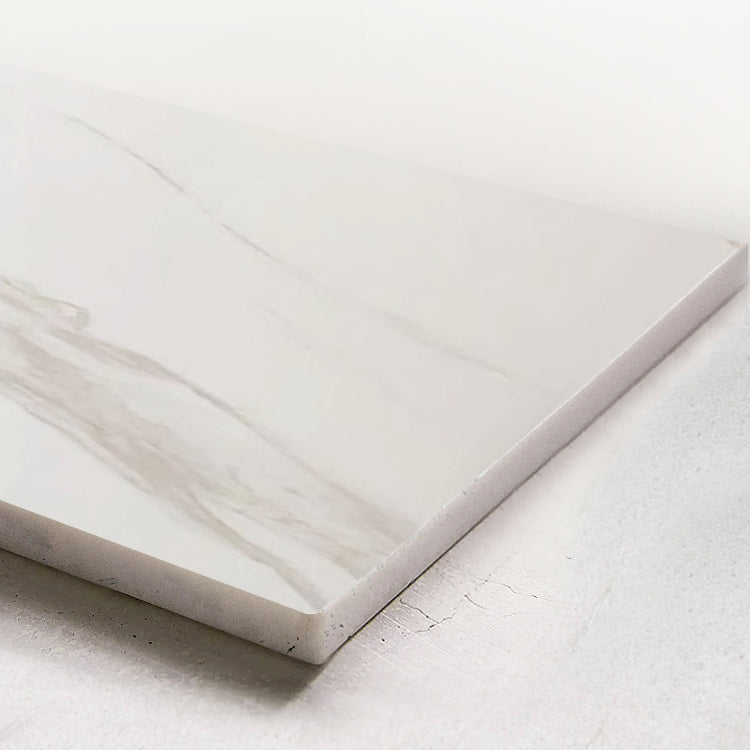 Modern Rectangular Stone Top Dining Table with Metal Legs for Living Room