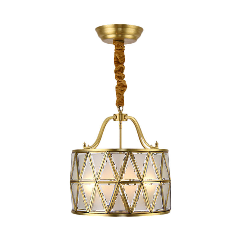 Lampadario a soffitto a tamburo a 4-bulba lampadario vintage ottone lampada a sospensione metallica per sala da pranzo