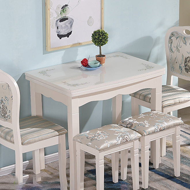 Simplicity Style Rectangle Glass Dining Site Table with 4 Legs
