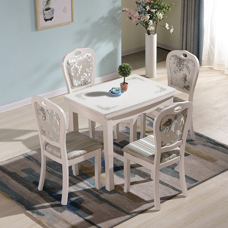 Simplicity Style Rectangle Glass Dining Site Table with 4 Legs