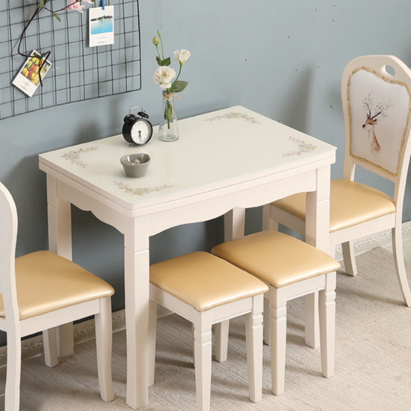 Simplicity Style Rectangle Glass Dining Site Table with 4 Legs