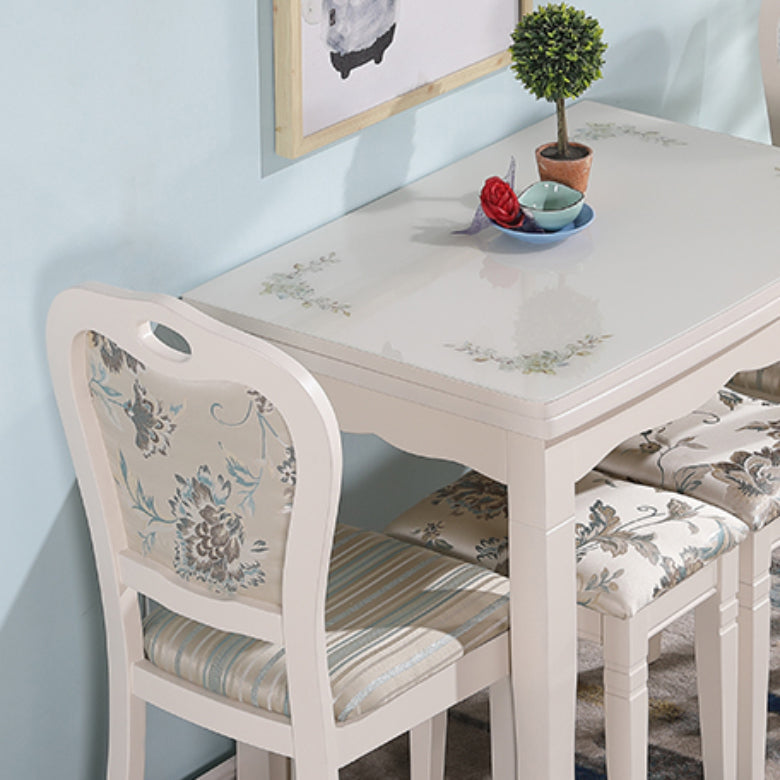 Simplicity Style Rectangle Glass Dining Site Table with 4 Legs