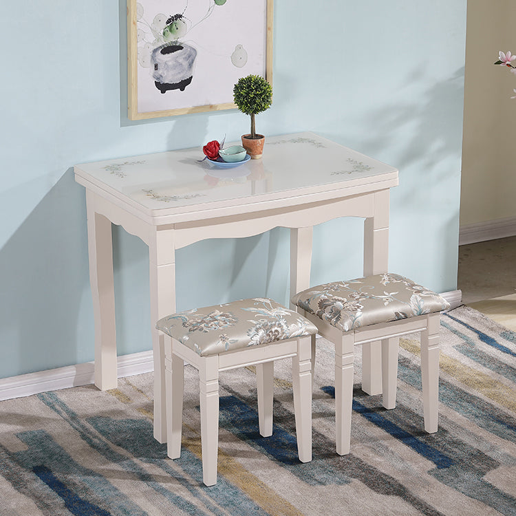 Simplicity Style Rectangle Glass Dining Site Table with 4 Legs