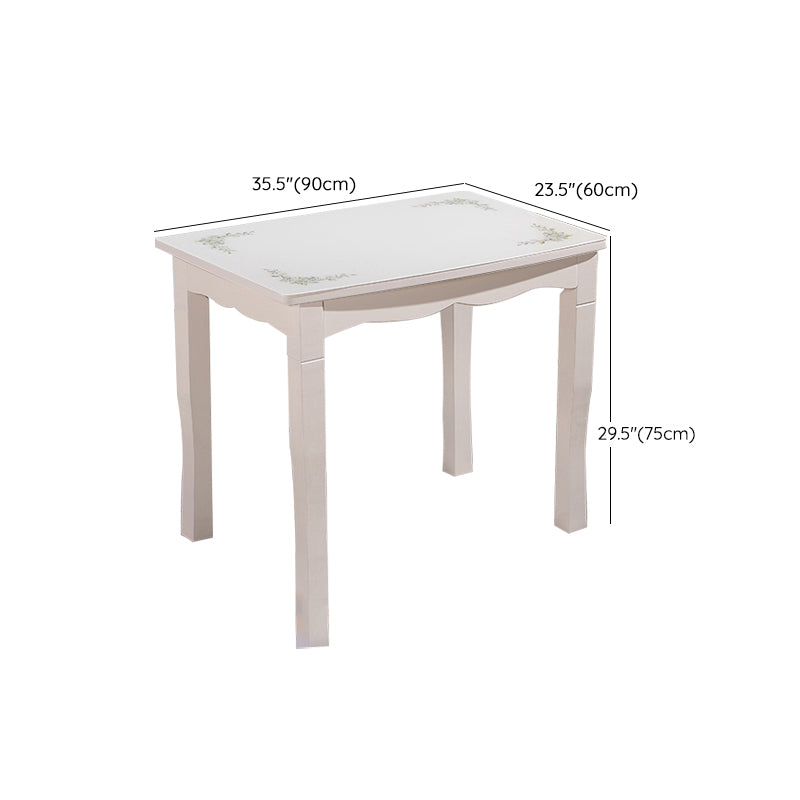 Simplicity Style Rectangle Glass Dining Site Table with 4 Legs