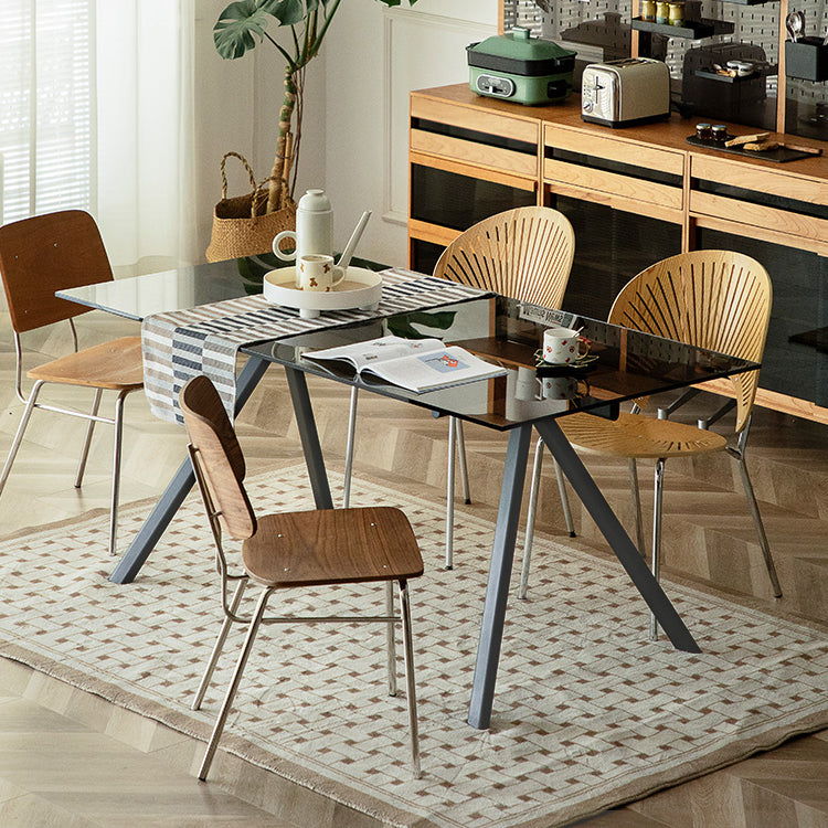 Simplicity Style Rectangle Glass Dining Site Table with 4-foot