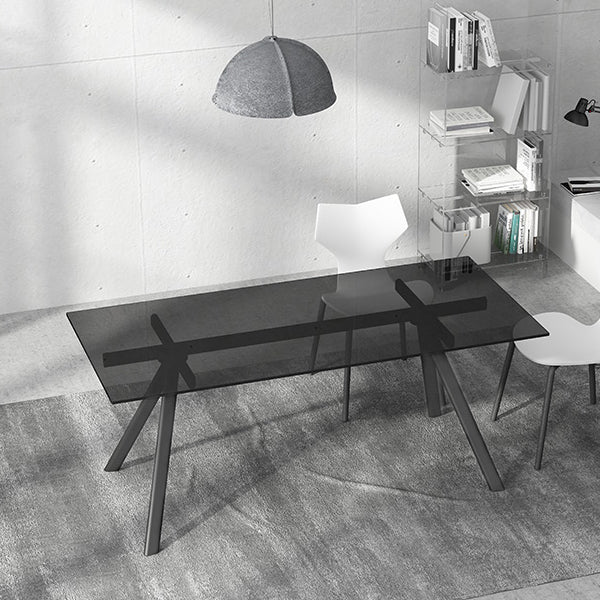Simplicity Style Rectangle Glass Dining Site Table with 4-foot