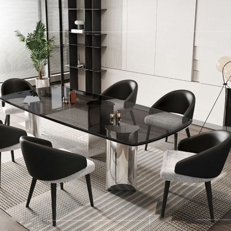 Simplicity Style Rectangle Glass Dining Site Table with 3 Legs