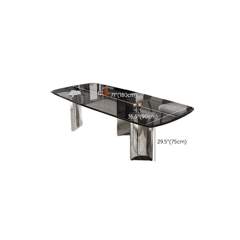 Simplicity Style Rectangle Glass Dining Site Table with 3 Legs