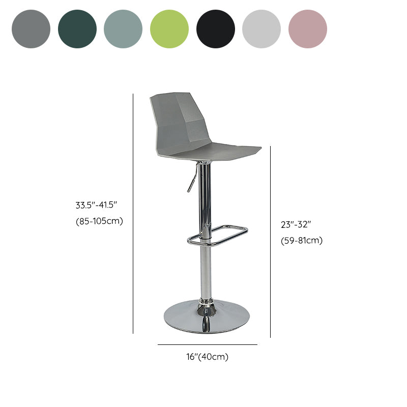 Contemporary Style Adjustable Plastic Bar Stool with Metal Legs