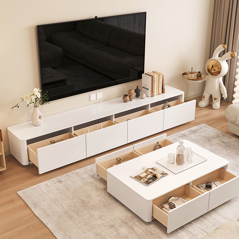 White TV Stand Console Contemporary Media Console for Living Room