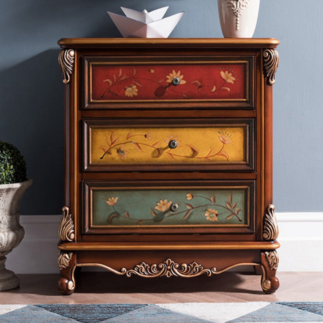 Traditional Wooden Storage Chest Bedroom Vertical Chest with Drawers