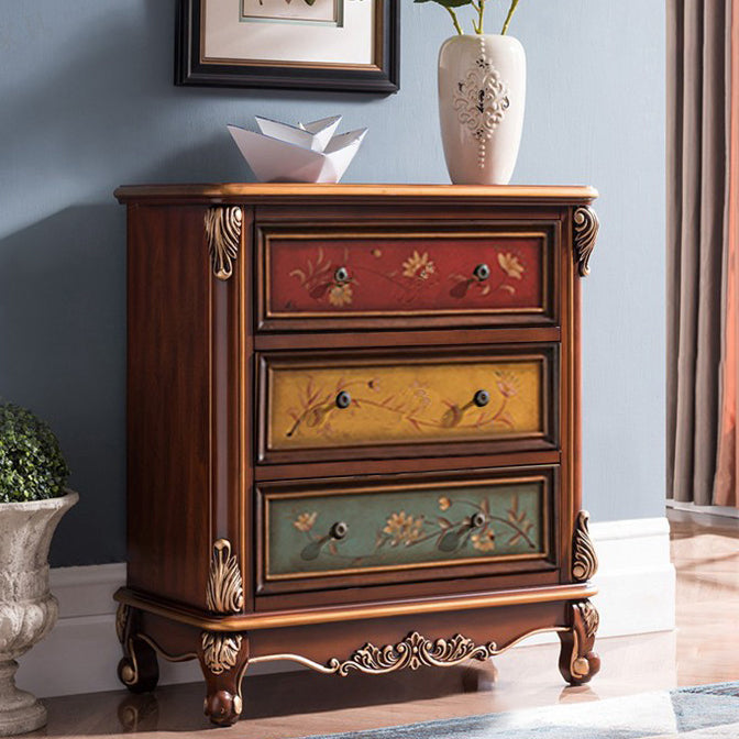 Traditional Wooden Storage Chest Bedroom Vertical Chest with Drawers