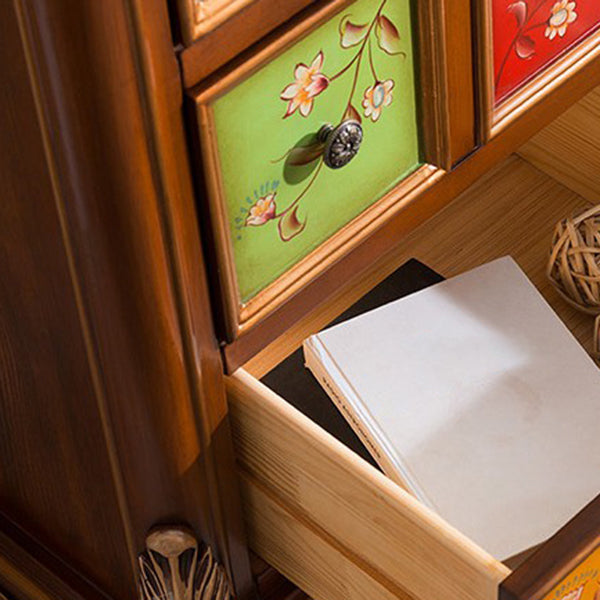 Traditional Wooden Storage Chest Bedroom Vertical Chest with Drawers