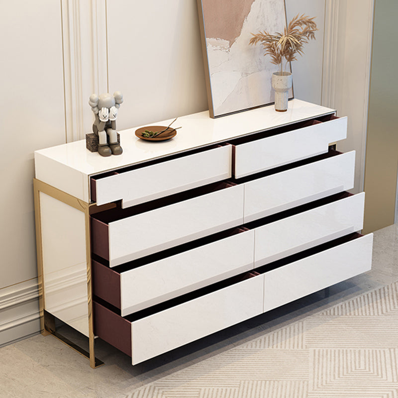 Glam Wood Horizontal Storage Chest with 8 Drawers for Bedroom