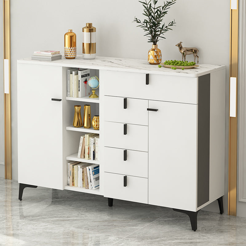 Modern White Wood Storage Chest with Soft-Close Drawers for Home