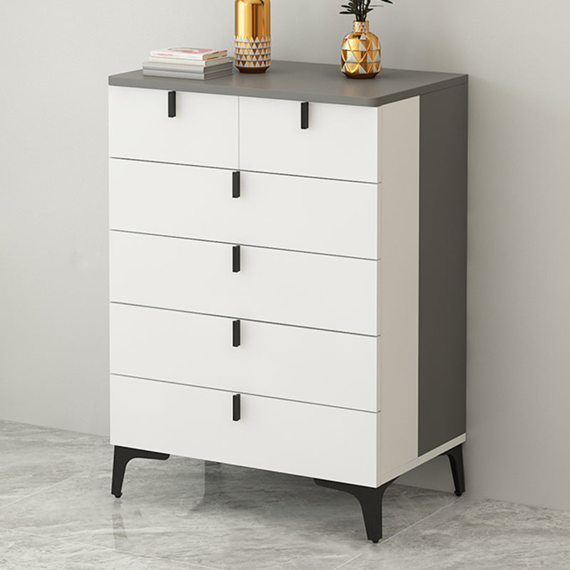 Modern White Wood Storage Chest with Soft-Close Drawers for Home