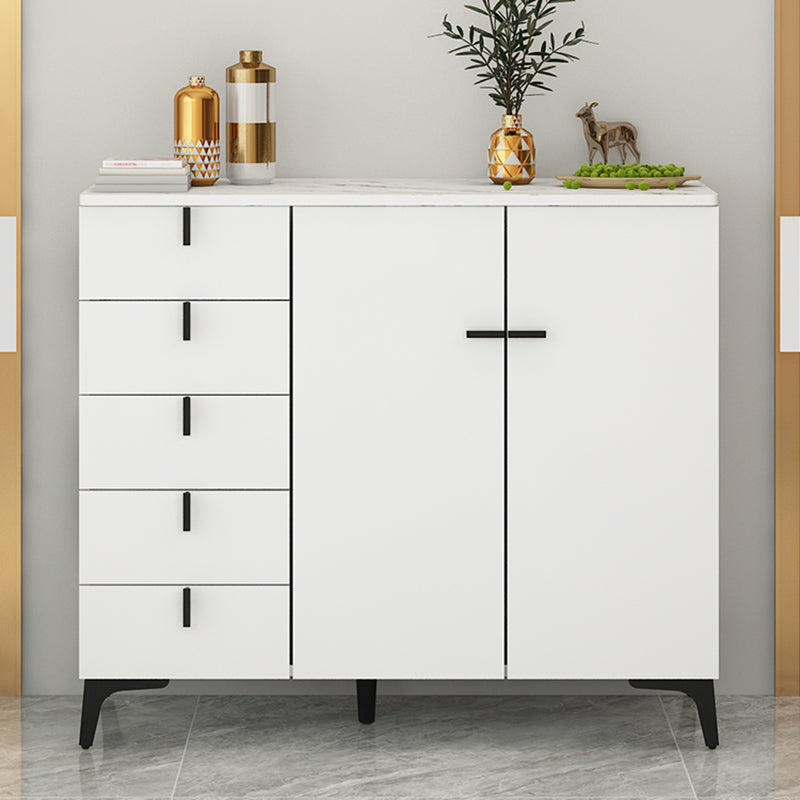 Modern White Wood Storage Chest with Soft-Close Drawers for Home
