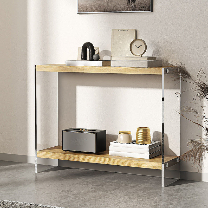 Contemporary Ash Console Accent Table with 2 Shelves for Hall