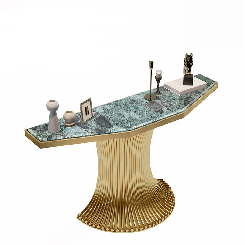 Glam Green Console Accent Table with Stainless Steel Bracket for Hall