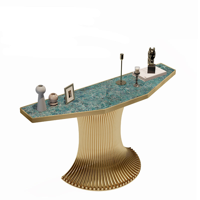 Glam Green Console Accent Table with Stainless Steel Bracket for Hall