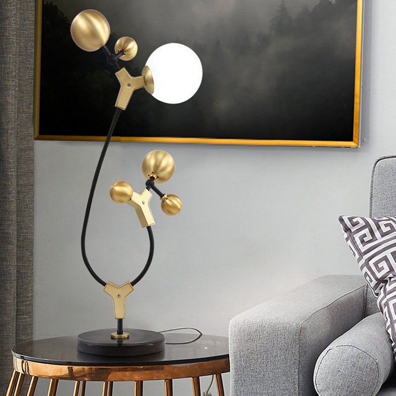 Post Modern Molecule Table Light Metallic Living Room Creative LED Nightstand Lamp in Black and Gold
