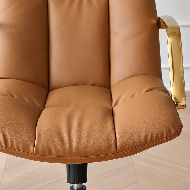 Modern Leather Office Chair Adjustable Seat Height Fixed Arms with Wheels