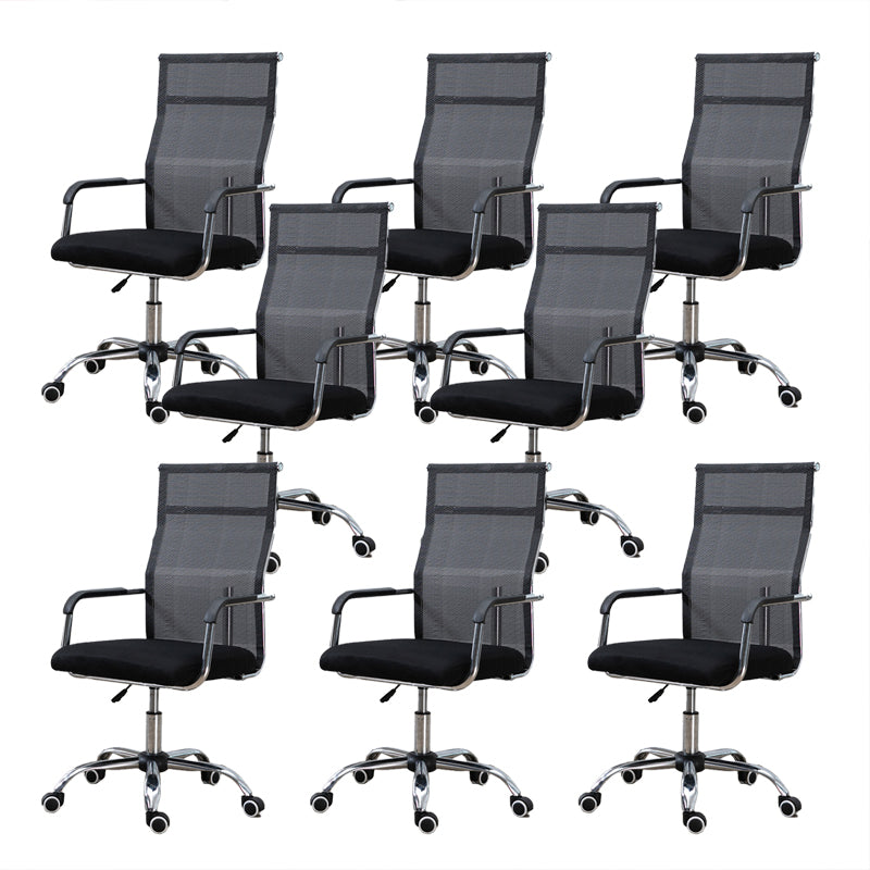 Slide Modern Office Chair Adjustable Seat Height Fixed Arms with Wheels