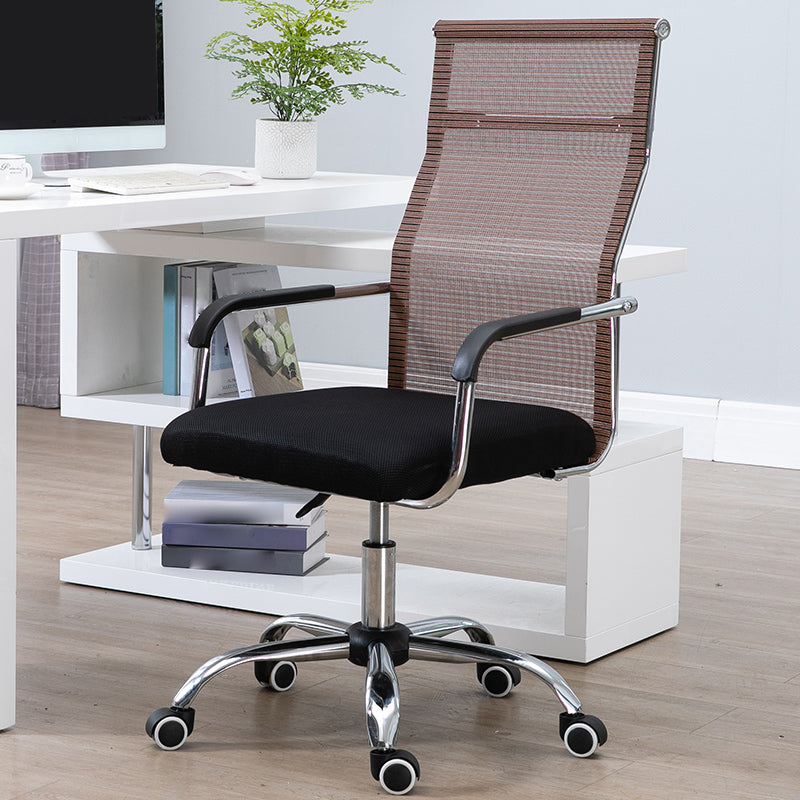 Slide Modern Office Chair Adjustable Seat Height Fixed Arms with Wheels