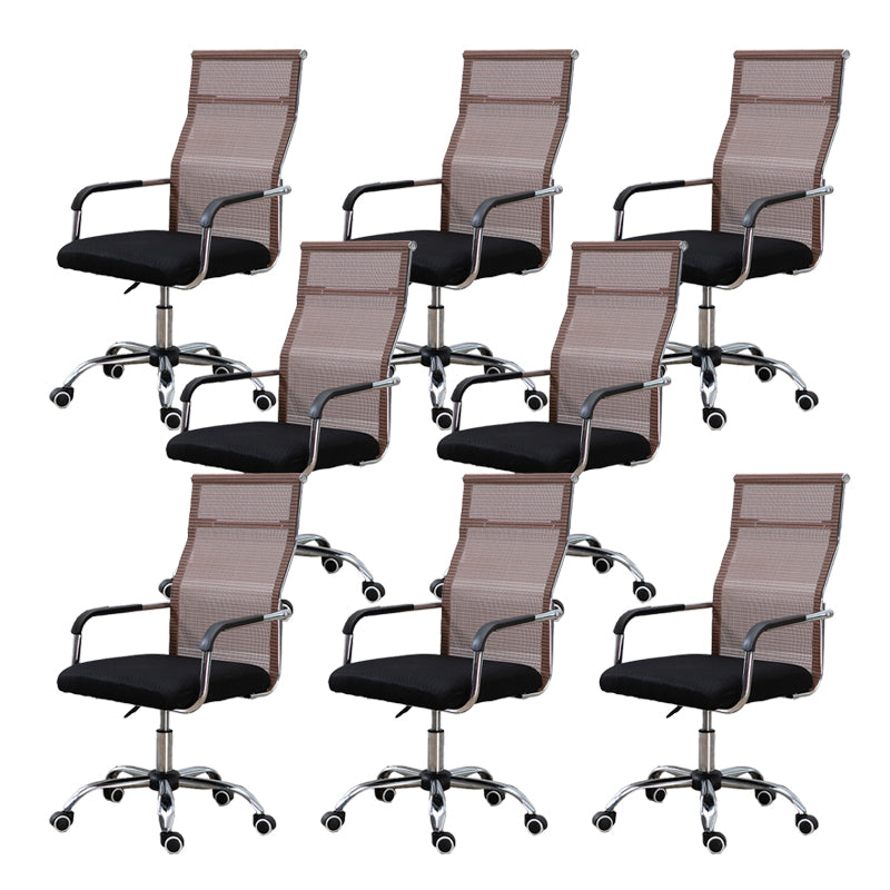 Slide Modern Office Chair Adjustable Seat Height Fixed Arms with Wheels