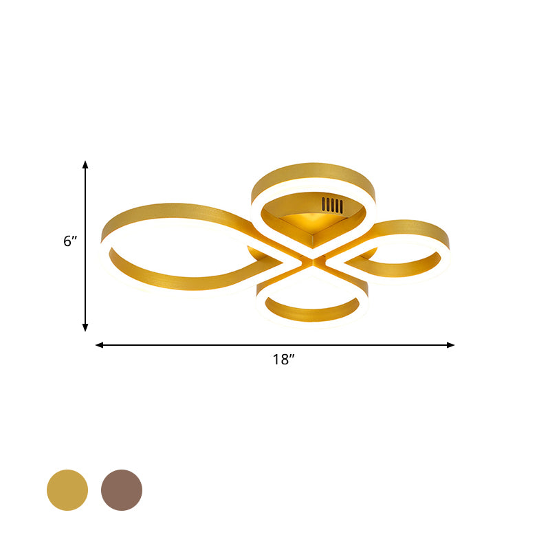 Gold / Coffee Flower Flush Mount Lighting Simple LED Acrylique Flush Ceiling Lamp Fixture in Warm / White Light, 18 "/21.5" Wide