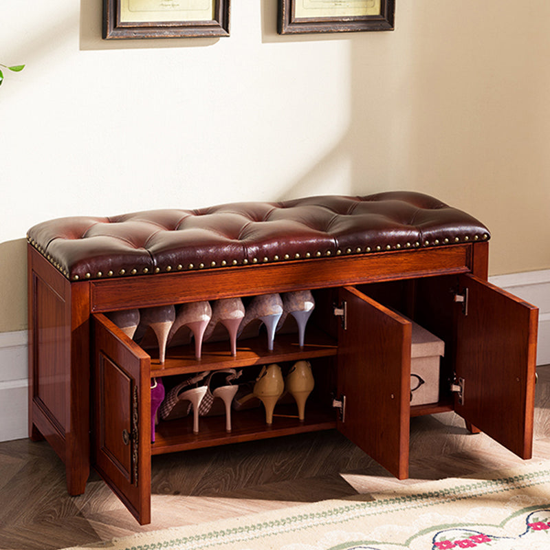 Traditional Entryway Bench Solid Wood Bench with Upholstered , 13.65 Inch Width