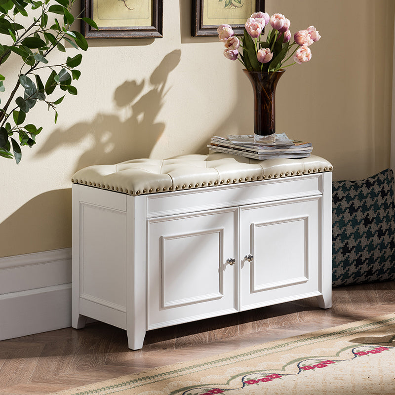 Traditional Entryway Bench Solid Wood Bench with Upholstered , 13.65 Inch Width