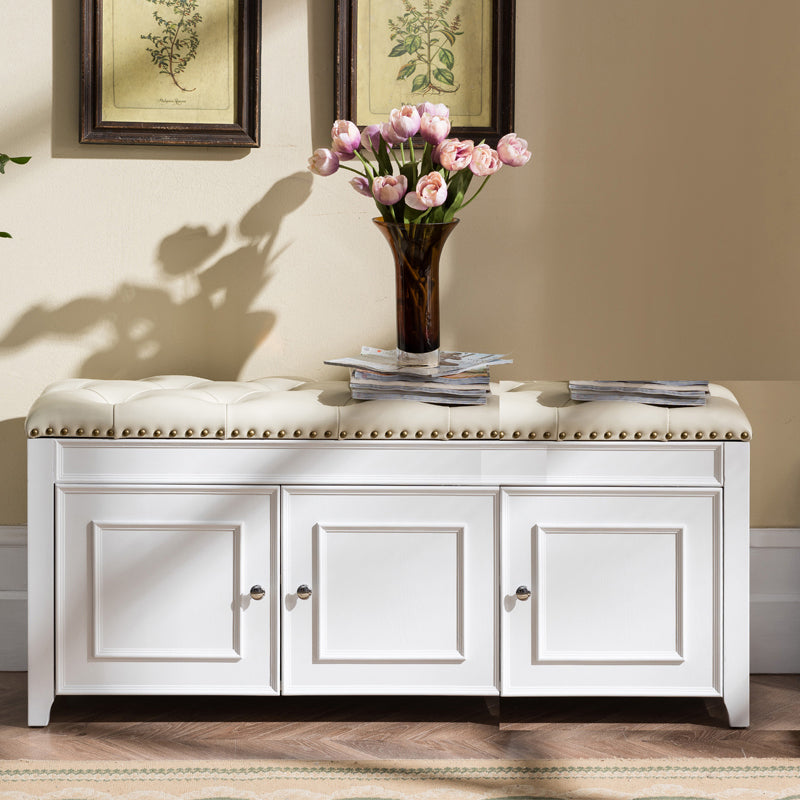 Traditional Entryway Bench Solid Wood Bench with Upholstered , 13.65 Inch Width