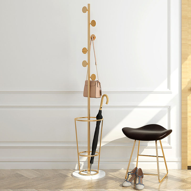 Glam Metal Coat Rack Marble Base Coat Hanger for Living Room
