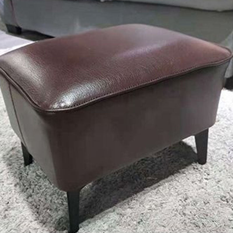 Mid Century Modern Pouf Ottoman Faux Leather Rectangle Ottoman with Chair Legs