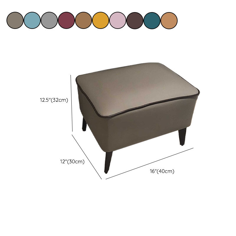 Mid Century Modern Pouf Ottoman Faux Leather Rectangle Ottoman with Chair Legs