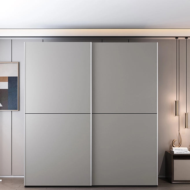 Grey Contemporary Wardrobe Cabinet Wooden Wardrobe Armoire with Drawer