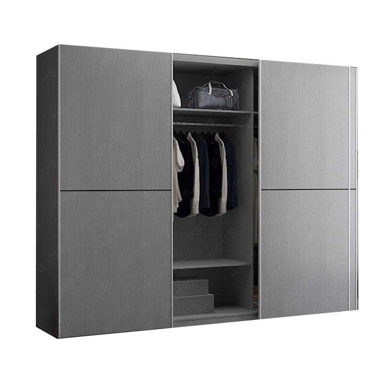 Grey Contemporary Wardrobe Cabinet Wooden Wardrobe Armoire with Drawer