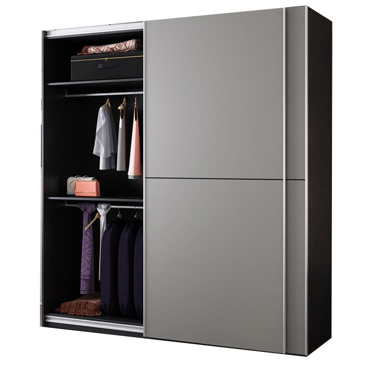 Grey Contemporary Wardrobe Cabinet Wooden Wardrobe Armoire with Drawer