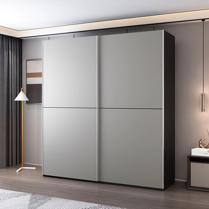 Grey Contemporary Wardrobe Cabinet Wooden Wardrobe Armoire with Drawer