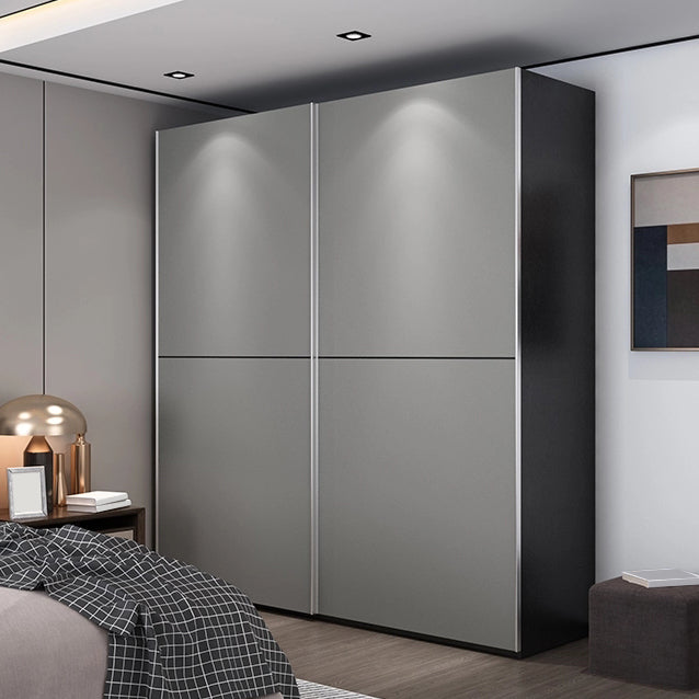 Grey Contemporary Wardrobe Cabinet Wooden Wardrobe Armoire with Drawer