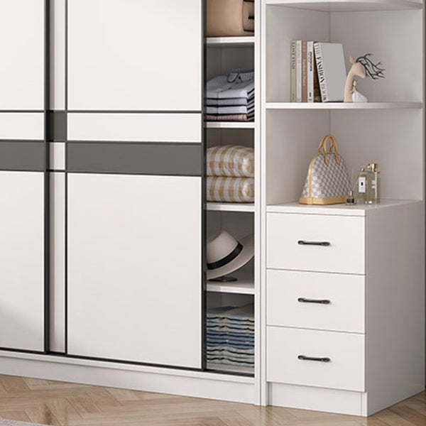 Engineered Wood Wardrobe Armoire White Wardrobe Cabinet with Soft Close Doors