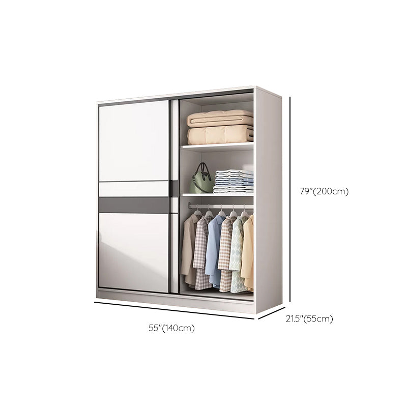 Engineered Wood Wardrobe Armoire White Wardrobe Cabinet with Soft Close Doors