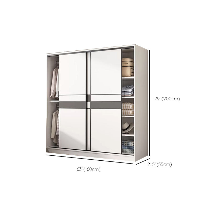 Engineered Wood Wardrobe Armoire White Wardrobe Cabinet with Soft Close Doors