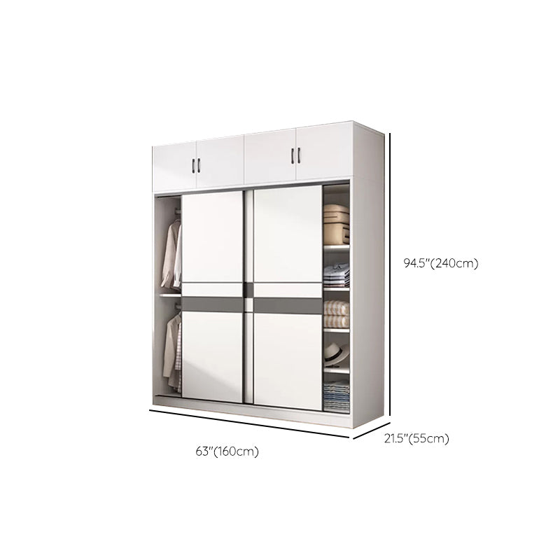 Engineered Wood Wardrobe Armoire White Wardrobe Cabinet with Soft Close Doors