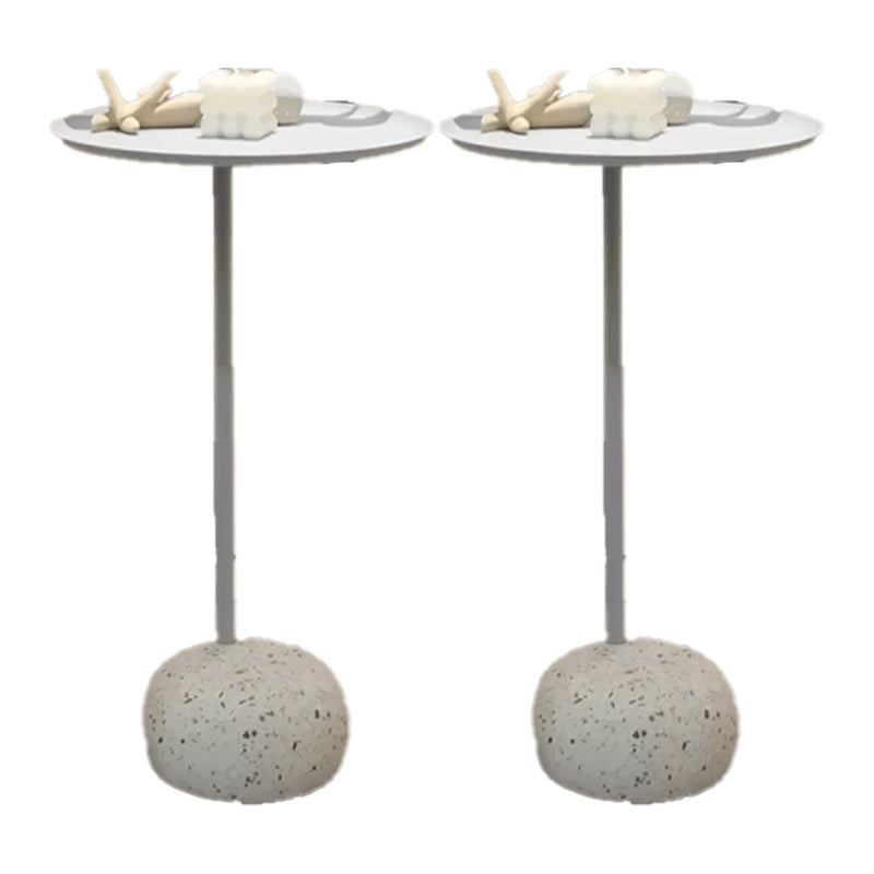 Pedestal Accent Side Table Metal Tray Top Side End Snack Table