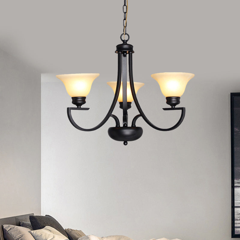 Black 3/5/6 teste lampada lampadina tradizionale canova a campana di vetro bianco con braccio sinuoso