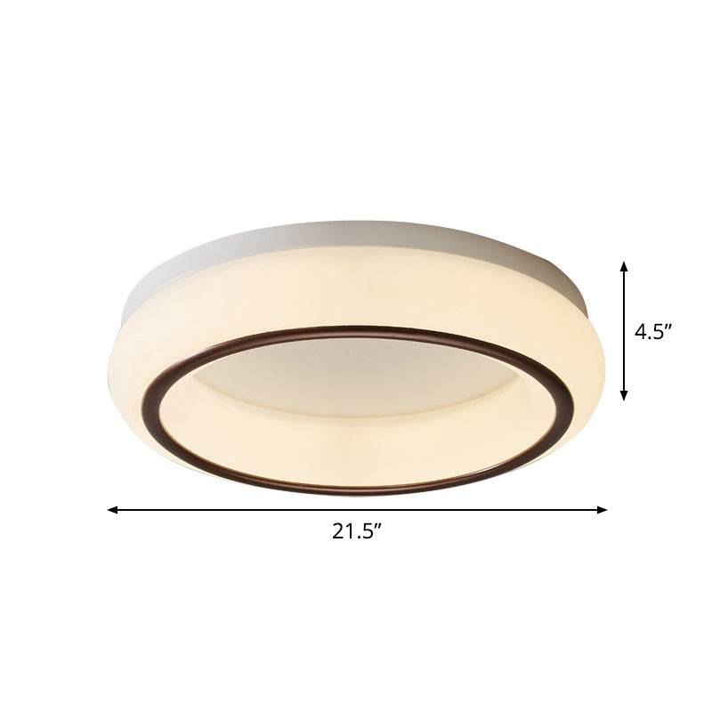 Simple Hoop Acrylic Flush Mount LED Surface Ceiling Lamp in Black and White for Bedroom