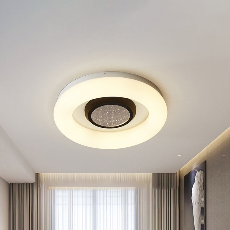 Bedroom LED Ceiling Flush Minimalist Black/Grey/Silver Flush Mount Light with Ring Acrylic Shade